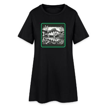 Design de poisson prédateur en forme de perche - Robe T-shirt Femme - noir - Devant