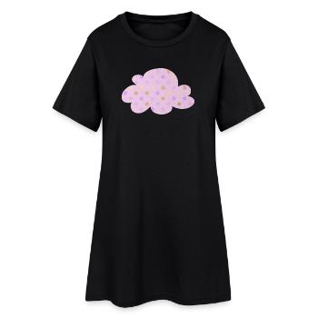Cloud Dots Dots Chambre d’enfant Météo Rose Fille - Robe T-shirt Femme - noir - Devant