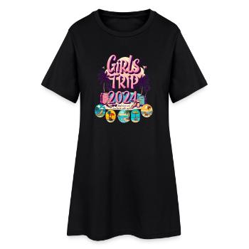 Girls Trip Wochenende 2024 Frauen Mädelsreisen - Frauen T-Shirt-Kleid - Schwarz - Vorne