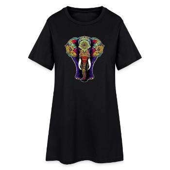 Éléphant - Robe T-shirt Femme - noir - Devant