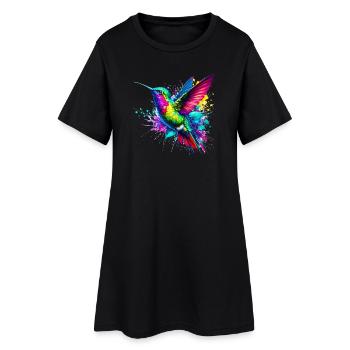 Kolibri - Frauen T-Shirt-Kleid - Schwarz - Vorne