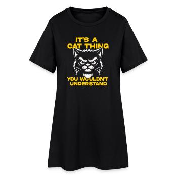 T-shirt Cat Attitude - Robe T-shirt Femme - noir - Devant