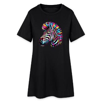 Zebra - Frauen T-Shirt-Kleid - Schwarz - Vorne