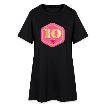 Numéro Dix - 10e anniversaire Dix ans - Robe T-shirt Femme - noir - Devant