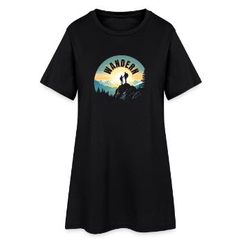 Wandern - Frauen T-Shirt-Kleid - Schwarz - Vorne
