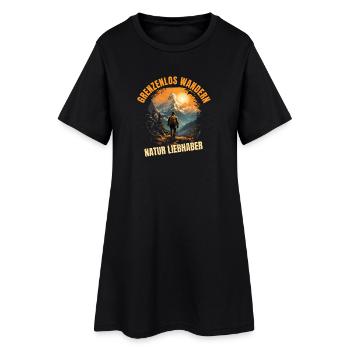 Grenzenlos wandern - Natur Liebhaber - Frauen T-Shirt-Kleid - Schwarz - Vorne