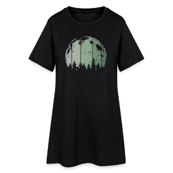 Moon forest tree retro vintage icon logo - Women’s T-Shirt Dress - black - Front