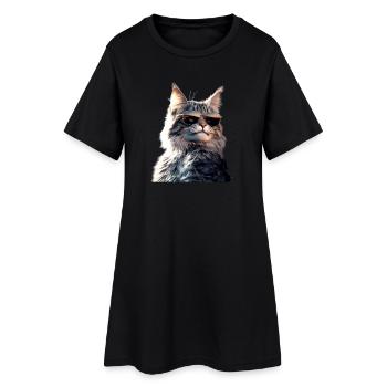 Maine Coon Chat Chat Maman Chat Maine Coon Chats - Robe T-shirt Femme - noir - Devant