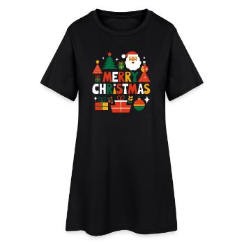 Lebendiges Design für frohe Weihnachten - Frauen T-Shirt-Kleid - Schwarz - Vorne