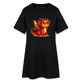 Drache - Frauen T-Shirt-Kleid - Schwarz - Vorne