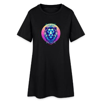 Le lion stylisiert in Neonfarben - Frauen T-Shirt-Kleid - Schwarz - Vorne