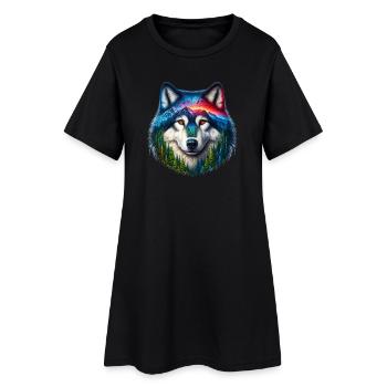 Loup - Robe T-shirt Femme - noir - Devant