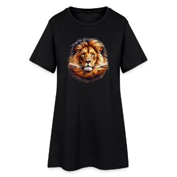 Löwe - Frauen T-Shirt-Kleid - Schwarz - Vorne