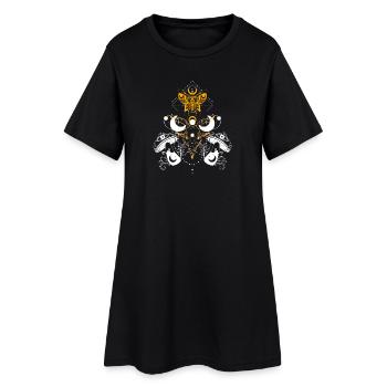 Blason géométrique orné de mandala - Robe T-shirt Femme - noir - Devant