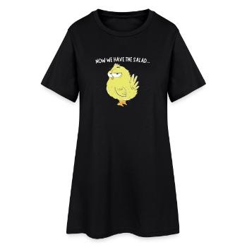Küken mit Salat Spruch - Frauen T-Shirt-Kleid - Schwarz - Vorne