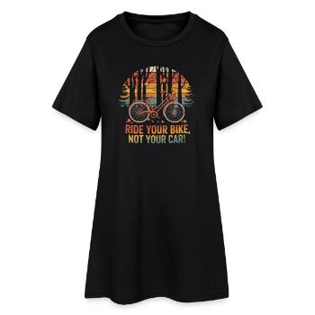 Eco-Friendly Bicycle Adventure Design - Women’s T-Shirt Dress - black - Front