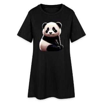 Panda - Frauen T-Shirt-Kleid - Schwarz - Vorne