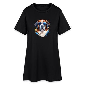 Saint Bernard avec lunettes de soleil - Robe T-shirt Femme - noir - Devant