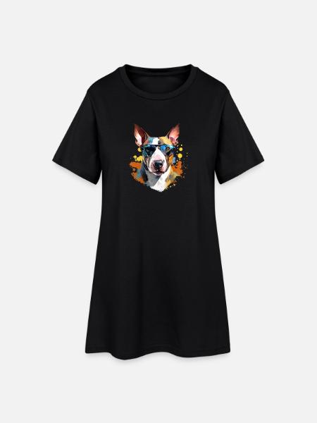 Bull terrier with sunglasses - Women’s T-Shirt Dress - black