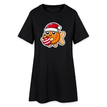Poisson rouge Swain de Noël - Robe T-shirt Femme - noir - Devant