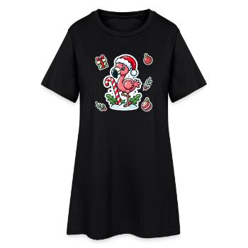 Plaisir festif des flamants roses - Robe T-shirt Femme - noir - Devant