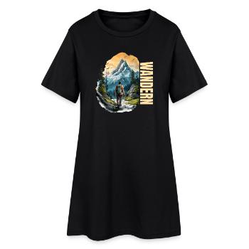 Wandern - Frauen T-Shirt-Kleid - Schwarz - Vorne