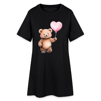 Heart Balloon Teddy - Women’s T-Shirt Dress - black - Front