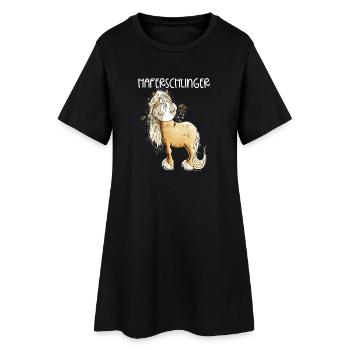 Haflinger Pferd Haferschlinger Wortspiel - Frauen T-Shirt-Kleid - Schwarz - Vorne