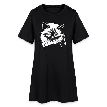 Birma Katze "Black Edition" - Frauen T-Shirt-Kleid - Schwarz - Vorne