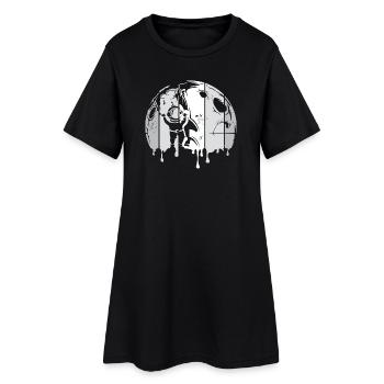 lune astronaute fusée spatiale graffiti logo rétro - Robe T-shirt Femme - noir - Devant