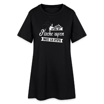 Wenn die Fische rufen muss ich gehen - Frauen T-Shirt-Kleid - Schwarz - Vorne