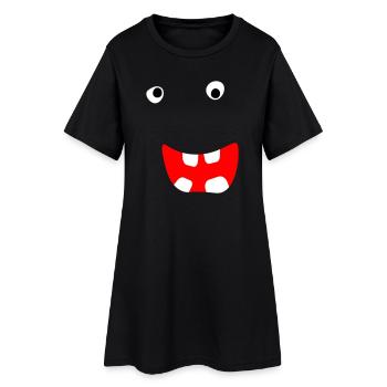 Monstre Halloween Bande dessinée Visage effrayant Visage cool - Robe T-shirt Femme - noir - Devant