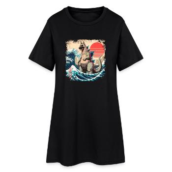 Funny Monster German Shepherd Dogzilla Anime Manga - Women’s T-Shirt Dress - black - Front