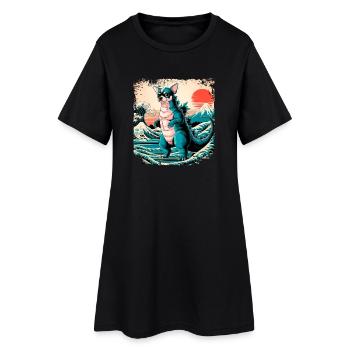 Funny Monster Chihuahua Dogzilla Anime Manga Japan - Women’s T-Shirt Dress - black - Front