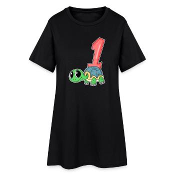 Numéro 1 Numéro Un - Motif Tortue - Robe T-shirt Femme - noir - Devant