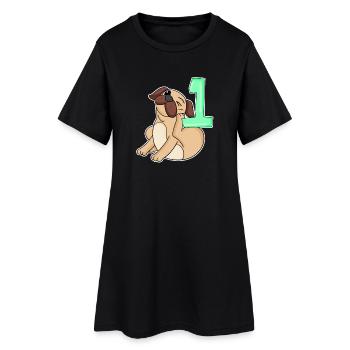 Numéro 1 Numéro Un - Motif de chien carlin - Robe T-shirt Femme - noir - Devant