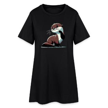 Loutre - Robe T-shirt Femme - noir - Devant