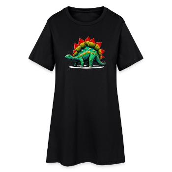 Dinosaurier - Frauen T-Shirt-Kleid - Schwarz - Vorne