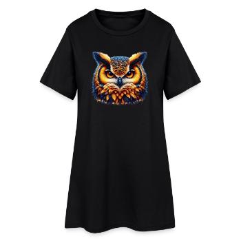 Hibou - Robe T-shirt Femme - noir - Devant