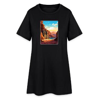 Petra Jordan Affiche de voyage Souvenir Carte Postale Peinture - Robe T-shirt Femme - noir - Devant