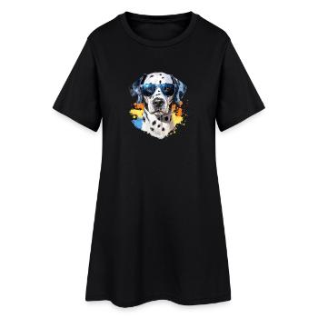 Dalmatien avec lunettes de soleil - Robe T-shirt Femme - noir - Devant