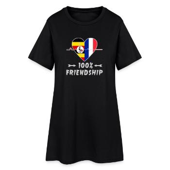 Uganda und Frankreich 100% Freundschaft - Frauen T-Shirt-Kleid - Schwarz - Vorne