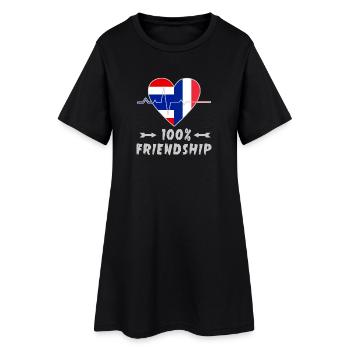 Thailand und Frankreich 100% Freundschaft - Frauen T-Shirt-Kleid - Schwarz - Vorne