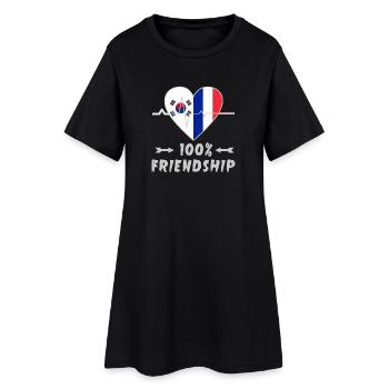 100 % amitié entre la Corée du Sud et la France - Robe T-shirt Femme - noir - Devant