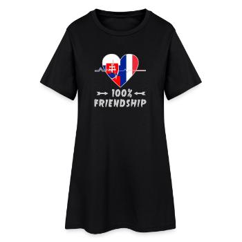 Slowakei und Frankreich 100% Freundschaft - Frauen T-Shirt-Kleid - Schwarz - Vorne