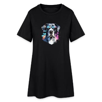 Dogue allemand avec lunettes de soleil - Robe T-shirt Femme - noir - Devant