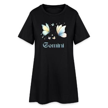 Elegant Gemini Zodiac Watercolor Gift - Women’s T-Shirt Dress - black - Front