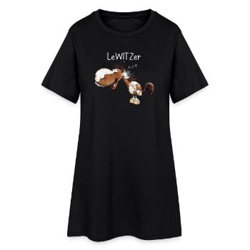 Lachendes Pferd Lewitzer Pferderasse Wortspiel - Frauen T-Shirt-Kleid - Schwarz - Vorne