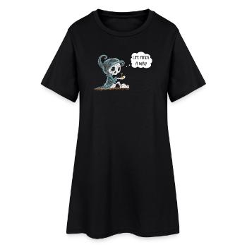 Skeleton Holding Plant Hope Rebirth Saying - Women’s T-Shirt Dress - black - Front