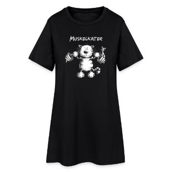 Katze Muskelkater Kraftsport Fitness Wortspiel - Frauen T-Shirt-Kleid - Schwarz - Vorne